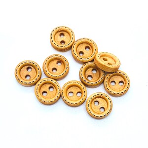 Tiny Brown Wooden Buttons, 9mm Doll Clothes Accessory