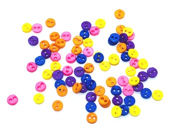Multicolor Micro Mini Buttons, 4mm Tiny Round Nylon Buttons, 25 Pcs