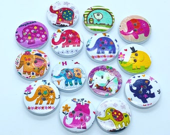 Elephant buttons, wooden, round buttons, animal buttons, child's sweater button, elephant lover button, 20 mm button, gift for sewer
