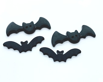 Black bat button, Halloween button, Halloween bat, craft buttons, plastic bat, 2 hole button, Listing is for 4 buttons.