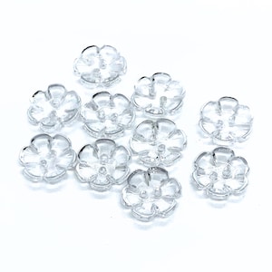Clear flower petal button, 13 mm, listing is for 10 buttons