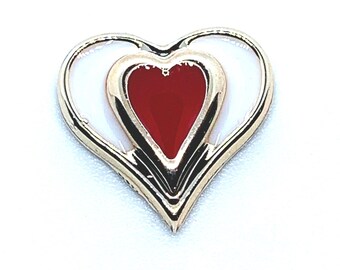 Valentine heart flatback embellishment, craft embellishment, Valentine craft, red & white craft DIY heart, gift for crafter, gift for sewer