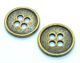 Metal button, antique bronze color, 12mm in diameter, dress buttons, shirt buttons, jacket button, listing is for 6 buttons