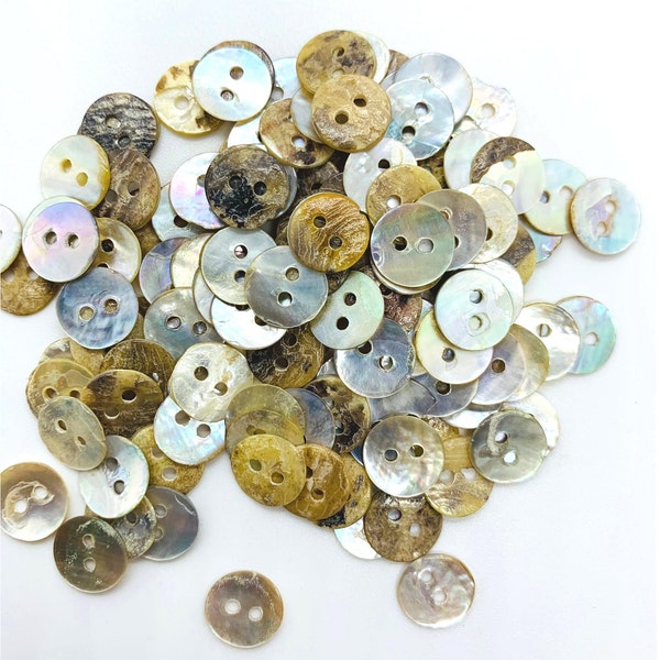 Round shell buttons, Mother of Pearl, 9mm, 11mm, 12.5mm, 13mm, 15mm, listing is for 20 buttons, 2 hole button, natural shell button