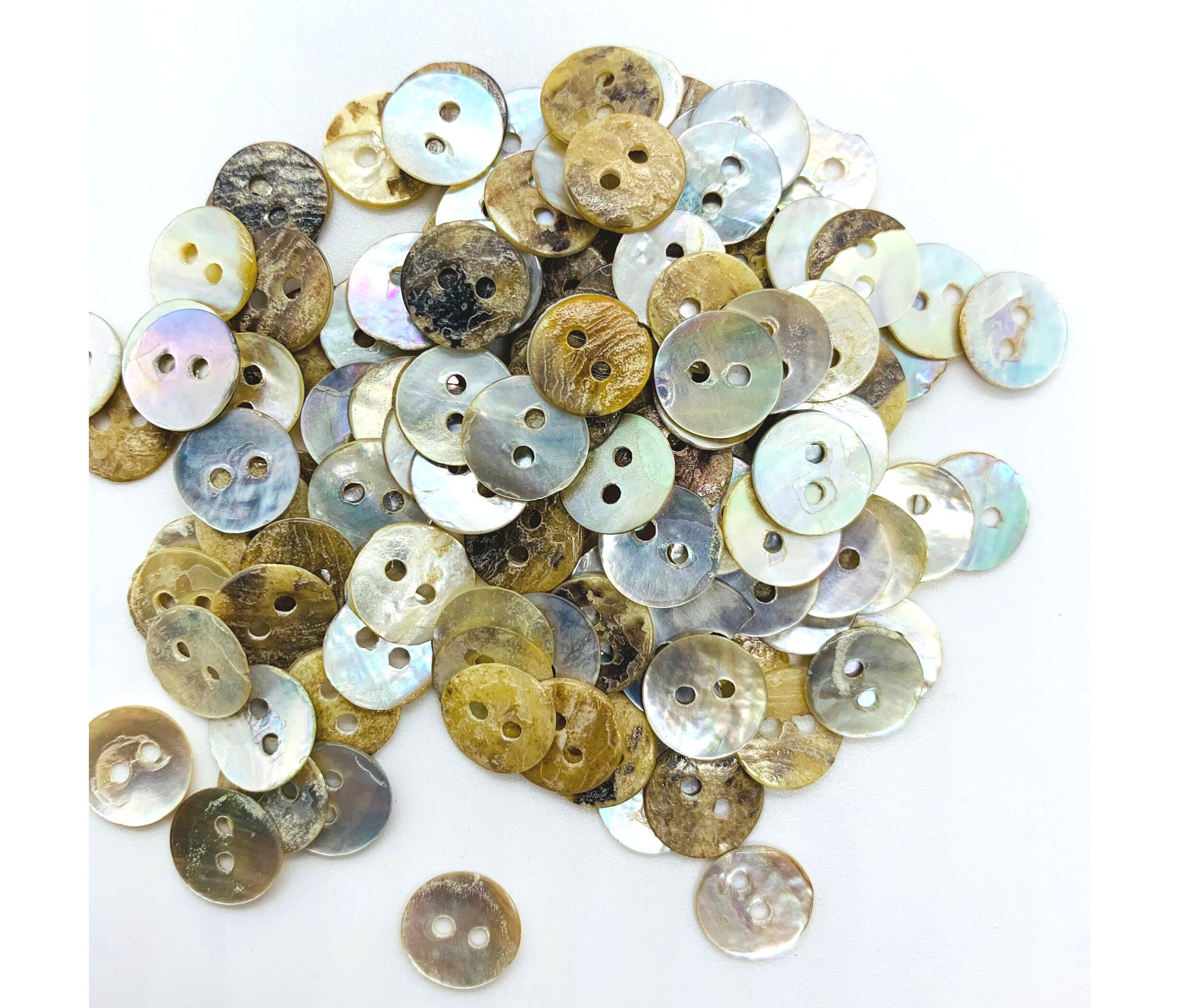 Beige Pearl Buttons 10mm Round Sewing Resin Pearl Buttons with Hole Apply  for DIY Craft Sewing Shirt Skirt Dress and Wedding Gown(50Pcs)