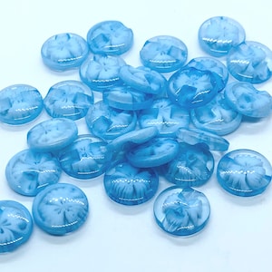 soft blue button, white flower button, shank style, sewing button, garment button, round, craft buttons, 14mm diameter, baby sweater buttons