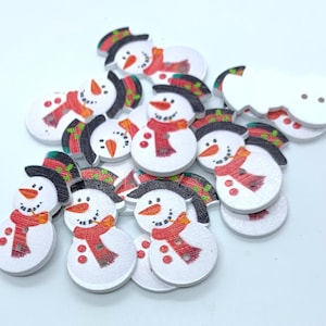 Snowman button, painted, Christmas button, 2 hole button, Christmas crafts button, gift for sewer, DIY craft sewing notion, stocking stuffer