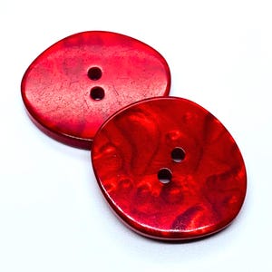Red, chunky button, red marbled button, resin button,  sewing button, sweater button, coat button, jacket button, scarf button, oversize