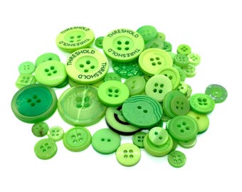 Light green grab bag DIY craft buttons. Set of approximately 55.