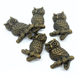 Owl metal buttons, bird button, antique bronze owl, shank back owl, gift for sewer, gift for quilter, gift for her