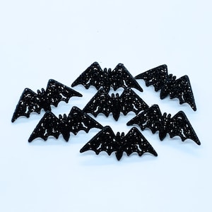 Black bat button, Halloween button, Halloween bat, craft buttons, plastic bat, glitter bat, shank button, shiny black bat, black glitter bat