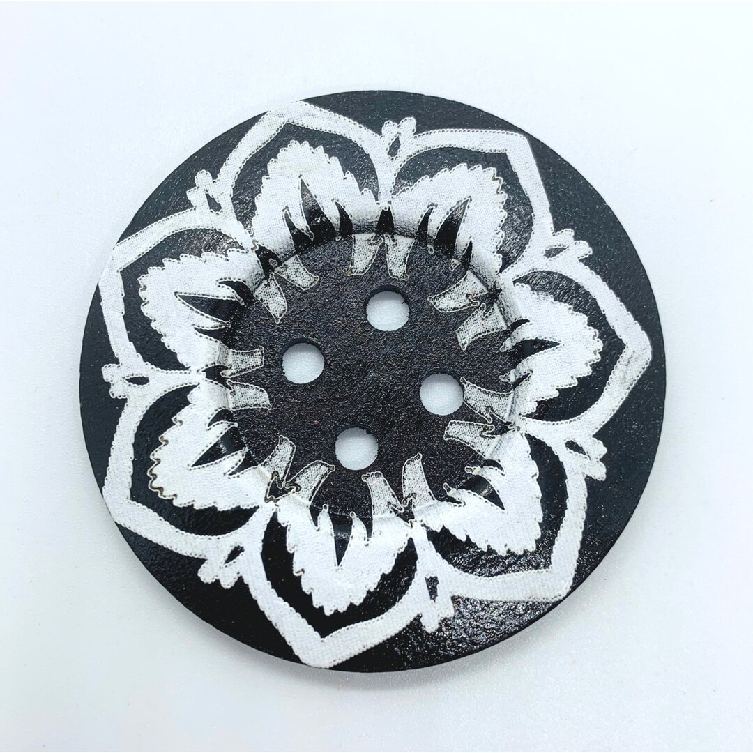 Large Table Top Hand Button Extra Large Round, Wooden Button, Dark Coffee Brown, 4 Holes, 6cms ...