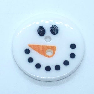 Snowman button, snowman face, Christmas button, Christmas crafts button, gift for sewer, DIY craft sewing notion, stocking stuffer