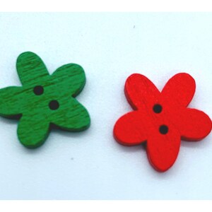 Star buttons, flower buttons, wooden, listing is for 6 buttons, Christmas stars, gift for sewer, gift for mom, craft buttons