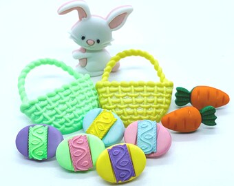 Easter Bunny button, Easter egg button, carrot buttons, pretty pastel color, Easter project, gift for sewer, gift for mom, gift for her