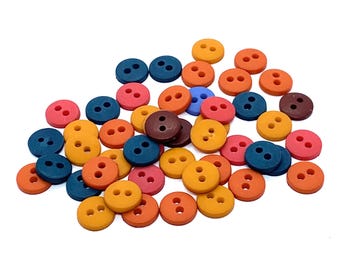 Tiny Round Resin Buttons, Autumn Colors, 9mm, (48 Pcs)