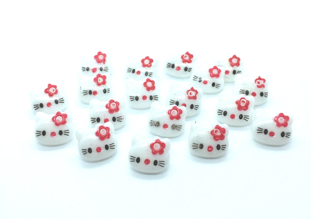 Cat Buttons, Kitten Buttons, Baby Sweater Button, White and Pink Color ...