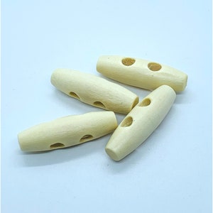 Wooden toggle buttons, 35mm long, creamy beige toggle, wood toggle button, gift for knitter, gift for her, knitting accessory