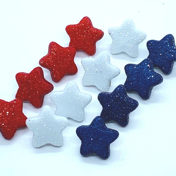 Resin stars, patriotic star, shank style, star button, blue star, red star, white stars, gift for a sewer, 4th of July button, July 4th star