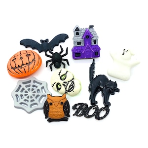 Halloween theme button, pumpkin button, Haunted house, spider web, black cat, ghost, owl, black spider, Halloween DIY craft, gift for sewer