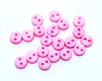 Mini button, pink button, 6mm (1/4"), buttons for doll clothes, gift for sewer, 2 holes, gift for her, doll accessories, Valentine button
