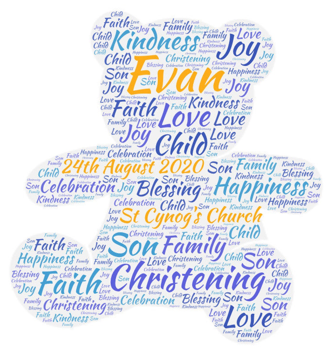 Custom Christening Wordle Word Art  Etsy