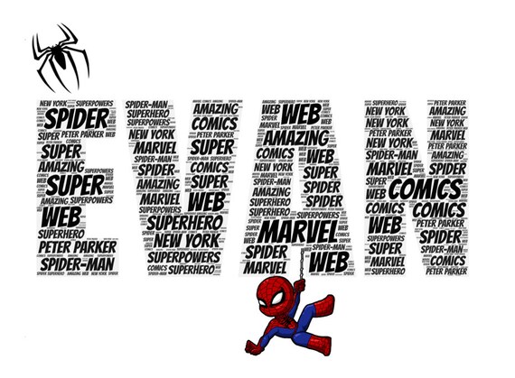 Custom Superhero Name Wordle Art  Etsy