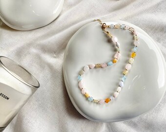 Tova Necklace | Pastel colored gemstone necklace