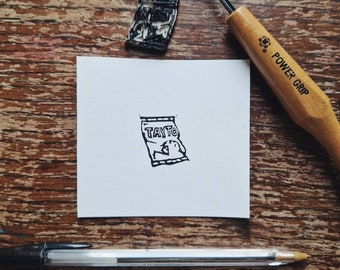 Mini print - Tayto Crisps - tiny original lino cut print