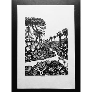 Tresco Abbey Gardens, Scilly Isles Original print linocut print linoprint art image 3