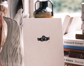 Mini print - Claddagh - tiny original lino cut print - Irish art