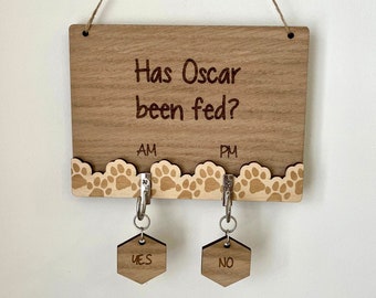 Has the dog been fed, dog feeding sign, pet feeding sign, cat been fed, dog lover gift