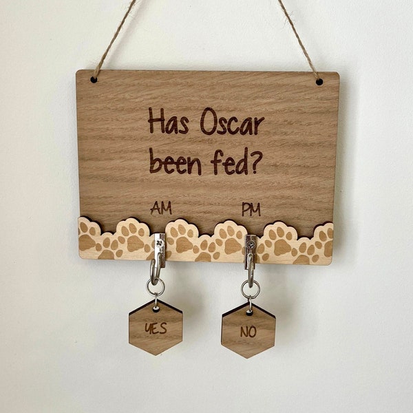 Has the dog been fed, dog feeding sign, pet feeding sign, cat been fed, dog lover gift