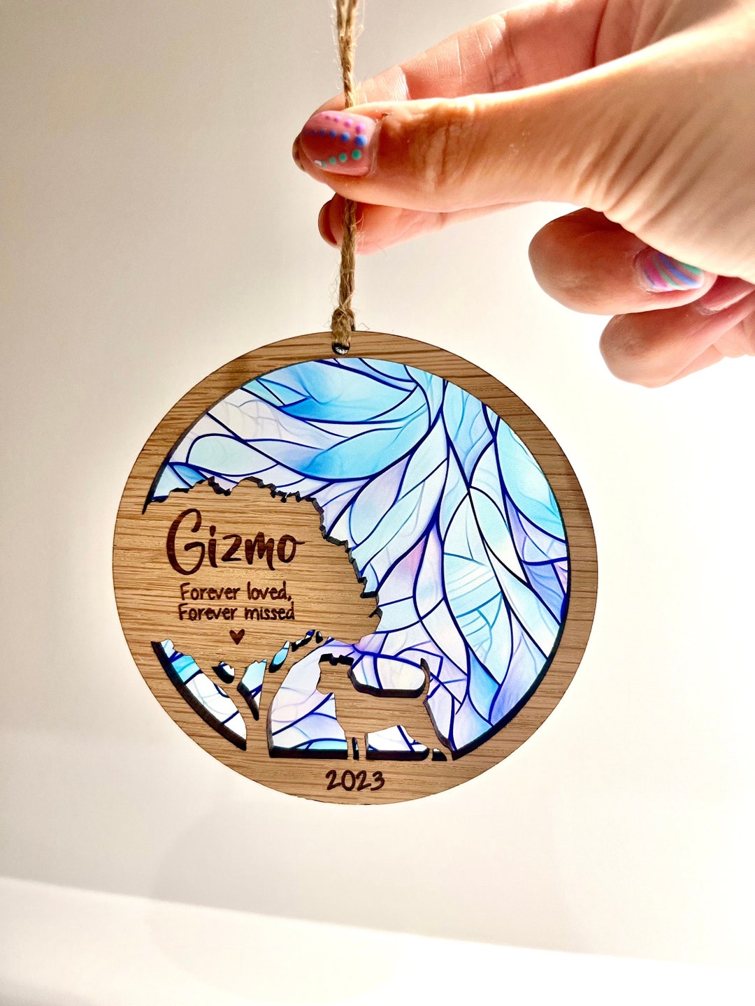 Dog Stained Glass Memorial Gift, Rainbow Bridge Sun Catcher, Pet ...