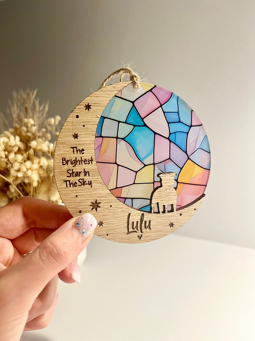 Dog Stained Glass Memorial Gift Rainbow Bridge Sun Catcher - Etsy