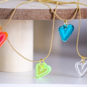 Heart Charm Necklace | Neon Heart | Faith Necklace