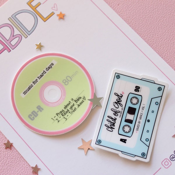 Mini Nostalgic Stickers | Cassette Tape Sticker | CD Sticker | Faith Sticker
