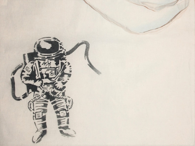 Tote bag astronaut hand painted