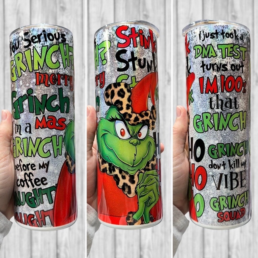 Grinch Christmas Funny Tumbler With Straw Cup 20oz