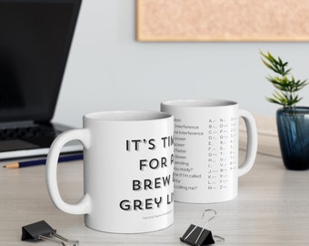 Its Time For a Brew and Grey line- Ham It Up Ceramic Mugs from GlowGadgets.com - Perfect for Radio Enthusiasts