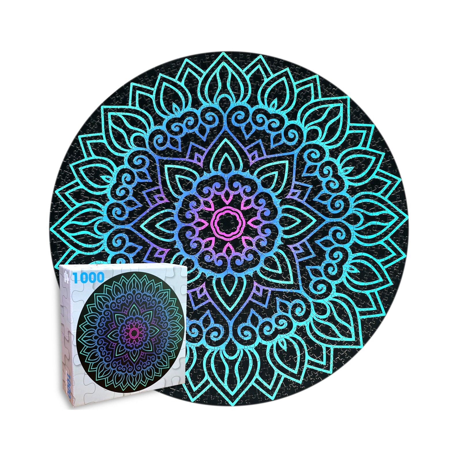 Round Puzzle for Adults 1000 Piece Gradient Mandala Puzzle Etsy