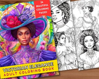 Elegancia victoriana: 25 páginas de fantasía relajantes para colorear para adultos