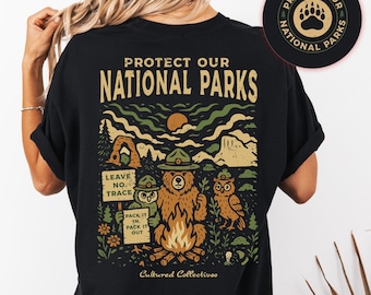 Camiseta de los Parques Nacionales de EE. UU.: Camiseta de algodón hilado en anillo, regalo para amantes de la naturaleza.