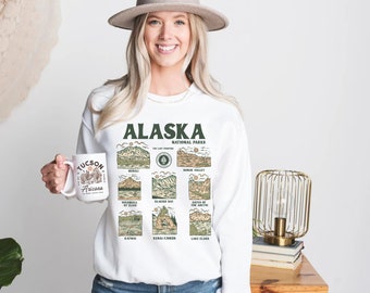 Alaska National Parks Sweatshirt: Hiking Camping Crewneck