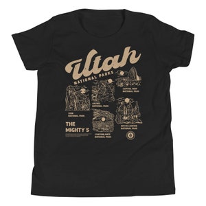 Kids Utah National Parks Shirt, Youth Short Sleeve Tee, The Mighty 5 Tee, National Parks T-Shirt