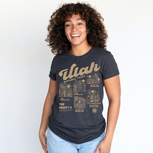 National Park Shirt, Utah National Park Shirt, The Mighty 5 tee, hiking camping t-shirt, gift for her, Utah Mighty Five, National Park Gift