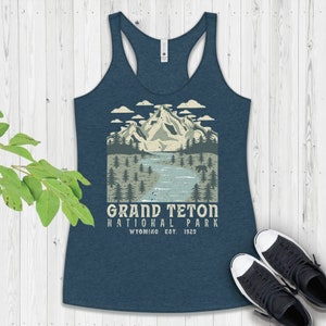 Grand Teton National Park Damen Racerback Tank, Nationalpark Shirt, Wyoming Wandern Camping Road Trip Tank, Jackson Hole Tank