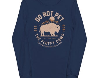 Chemise à manches longues « Don't care the Fluffy Cows » pour enfant - T-shirt Bison du parc national
