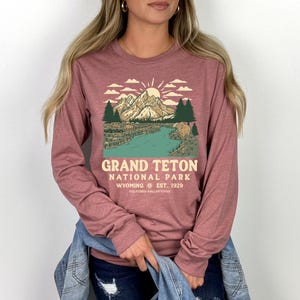 Grand Teton Nationalpark Shirt, Nationalpark Langarmshirt, Wyoming Wandern Camping Road Trip T-Shirt, Jackson Hole T-Shirt langärmlig