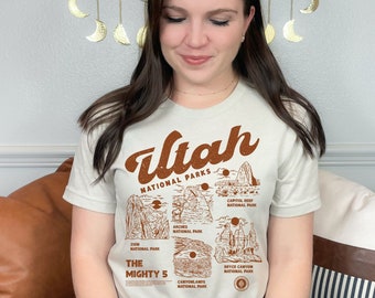 ユタ州国立公園Tシャツ：マイティ5ハイキングTシャツ